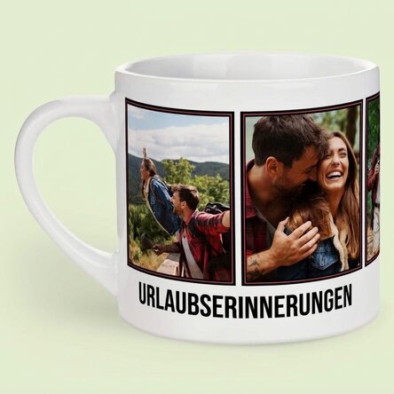 Personalisierte Espressotasse mit 5 Fotos und Text – Erinnerungen