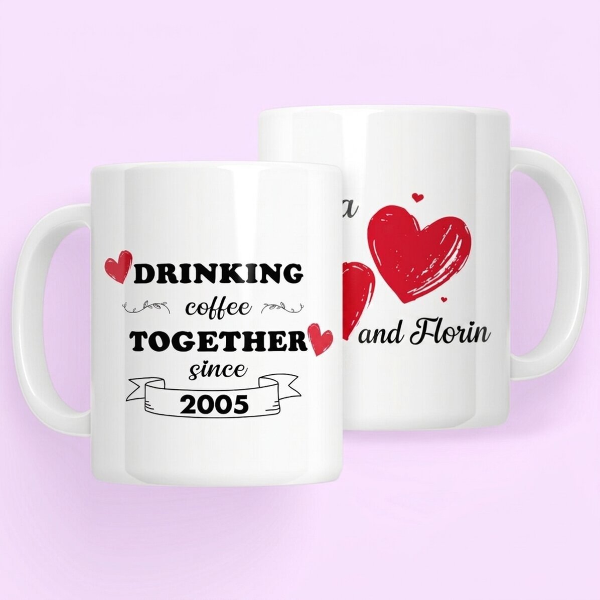 Personalisierter Becher mit Text – „Drinking together“