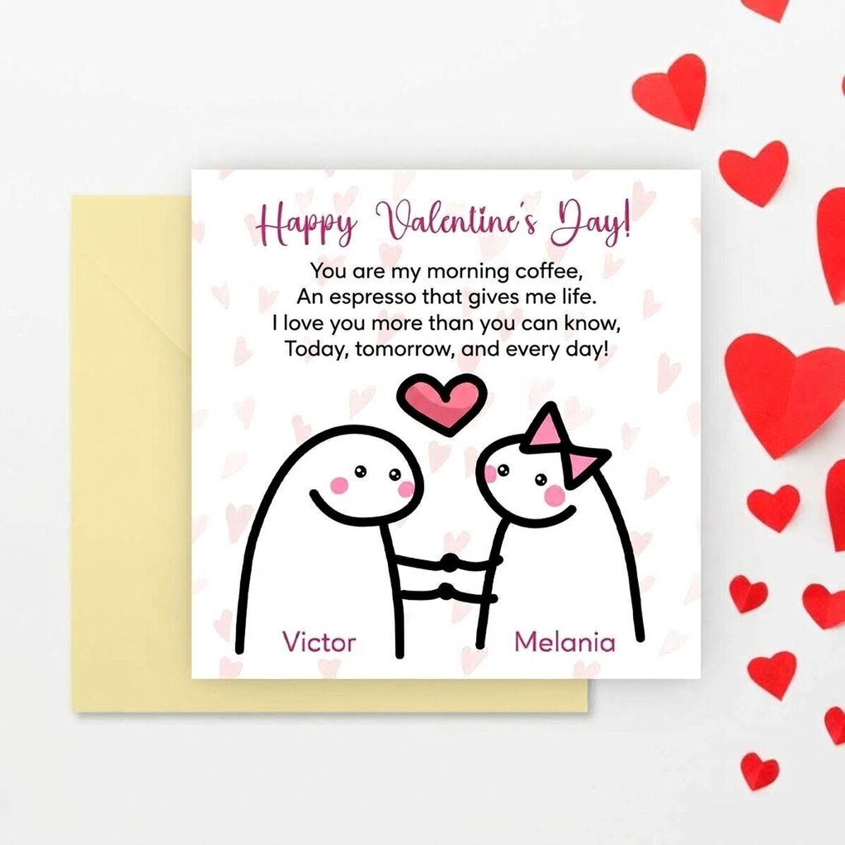 Individuell gestaltete quadratische Karte mit Botschaft – Cute Love