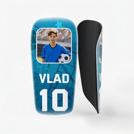 Individuell gestaltete Fußball-Rückennummern mit Foto und Text