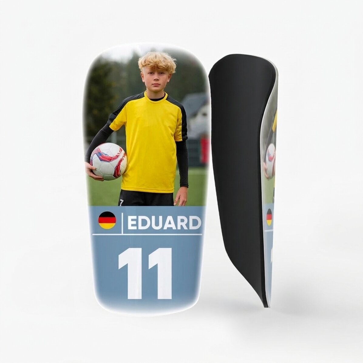 Individuell gestaltete Fußball-Rückennummern mit Fotos und Text – Fußball