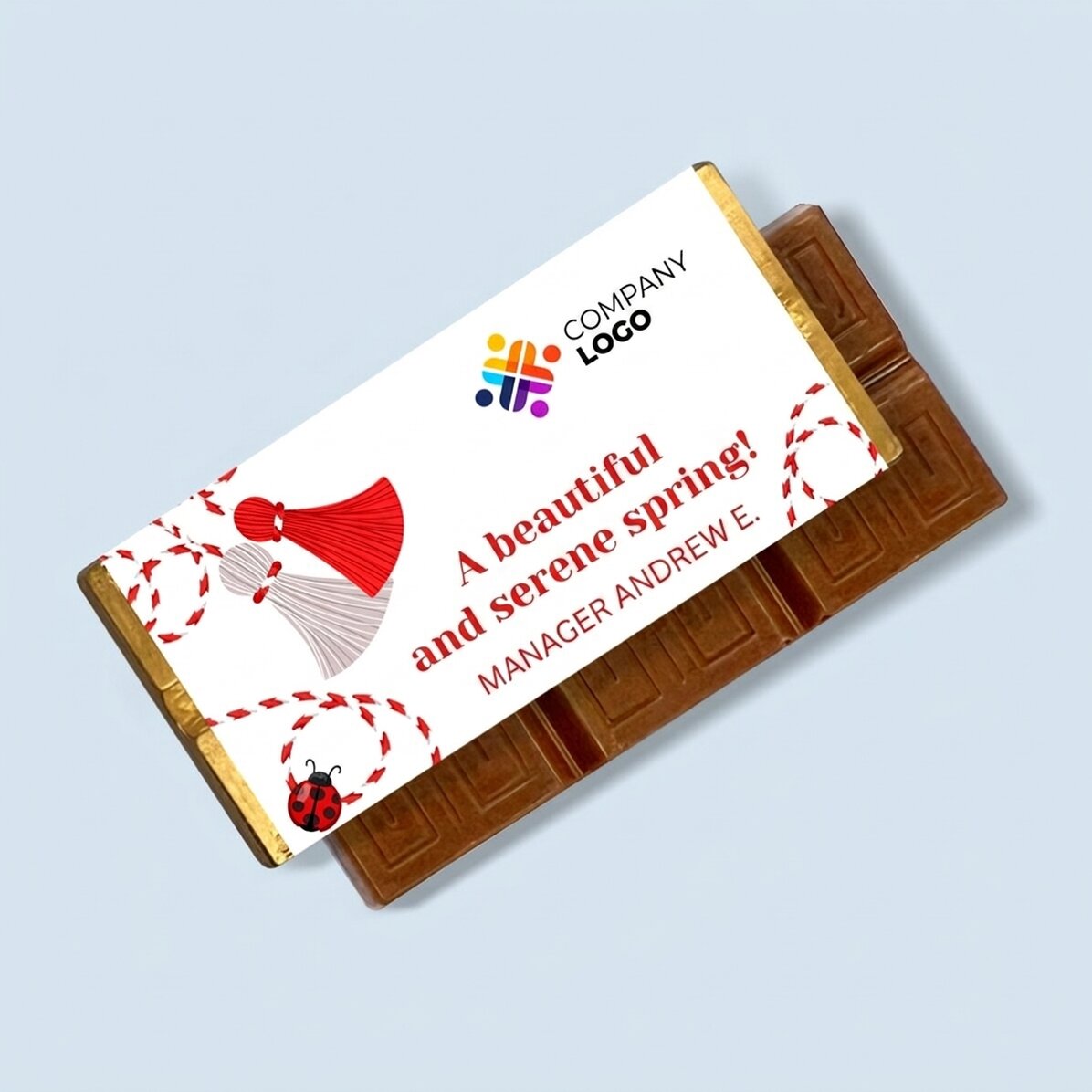 Personalisierte Mini-Schokoladentafel mit Botschaft und Logo