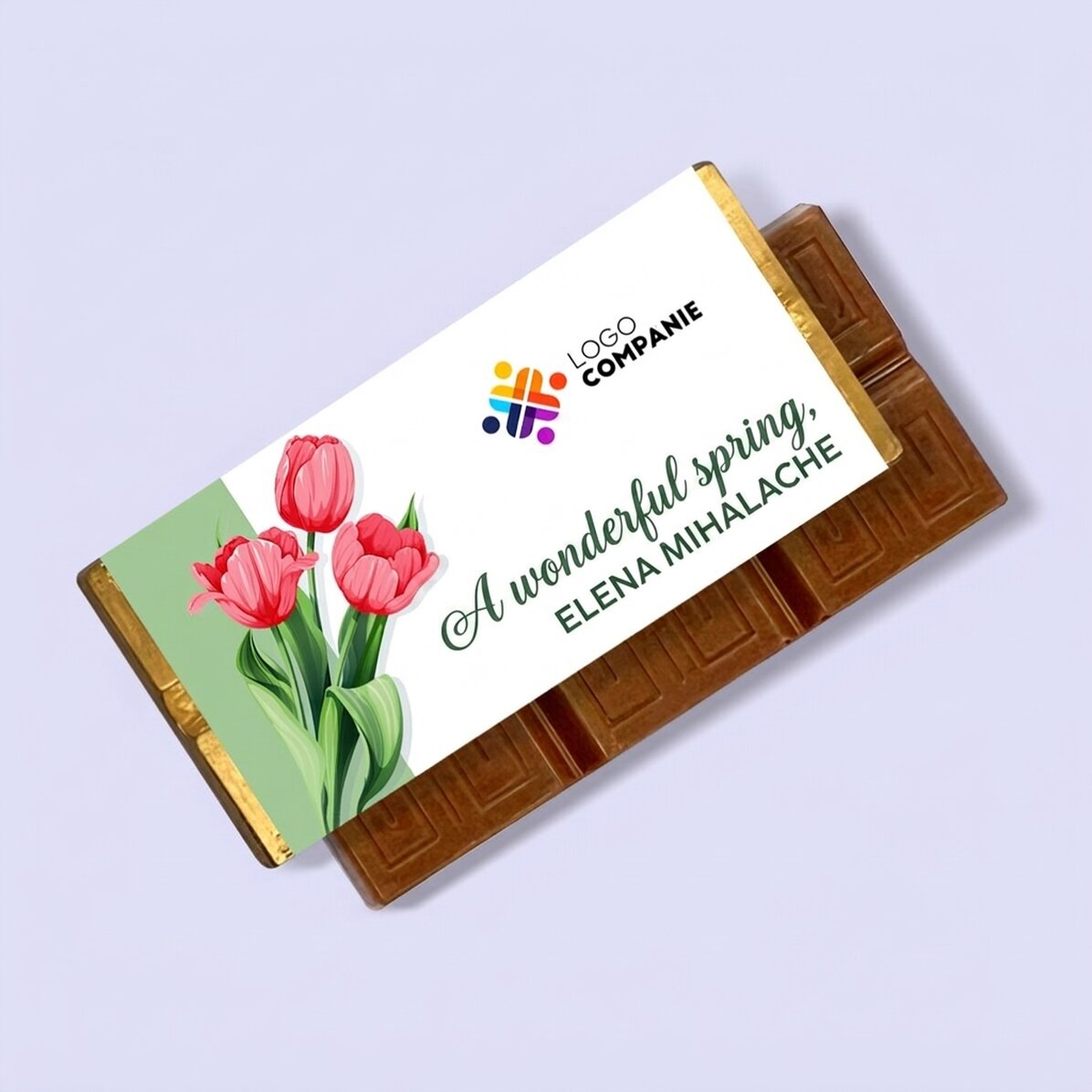 Personalisierte Mini-Schokoladentafel mit Logo und Botschaft – Ein wunderschöner Frühling