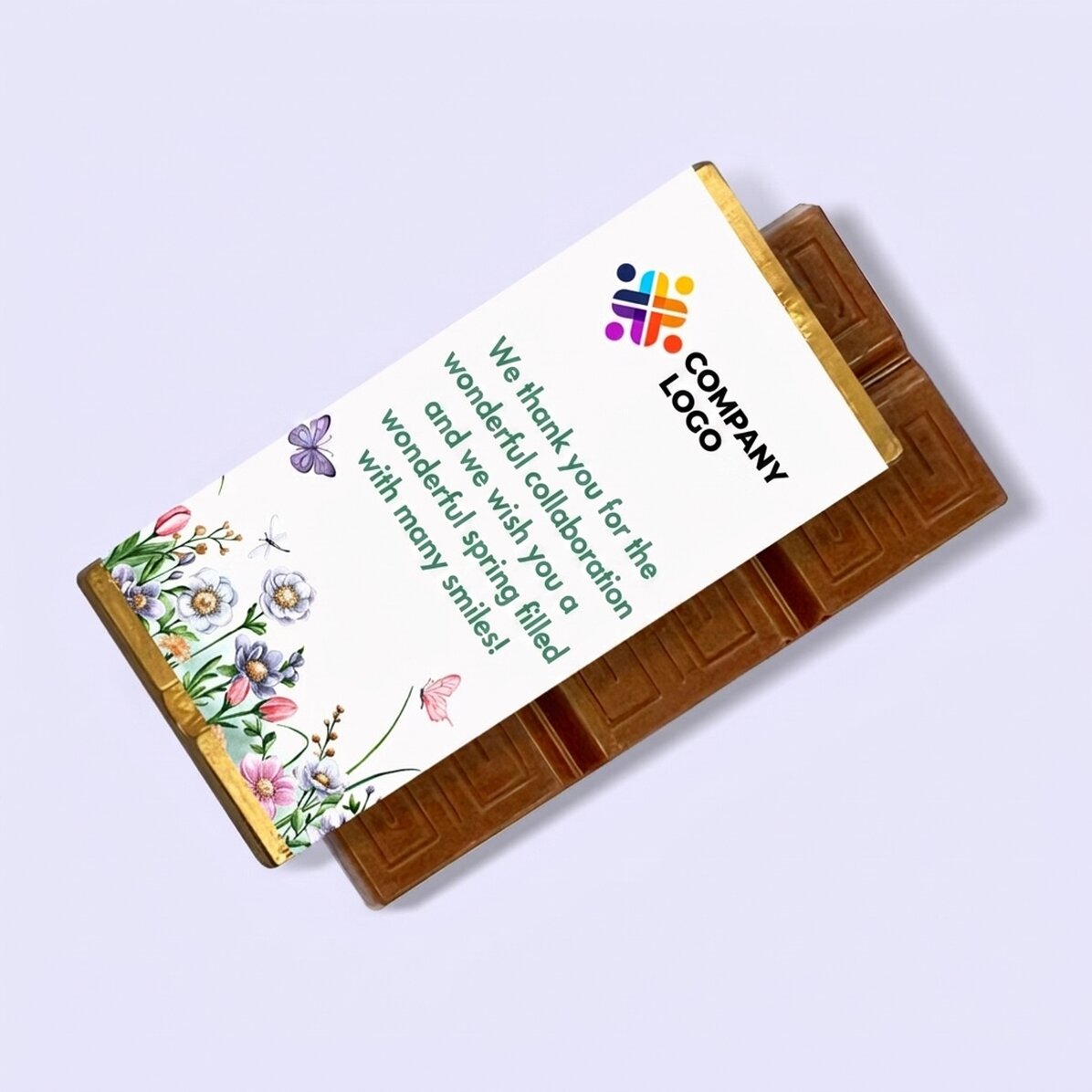 Personalisierte Mini-Schokoladentafel mit Logo und Botschaft – Floral