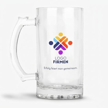 Personalisierter Bierkrug mit Logo und Text