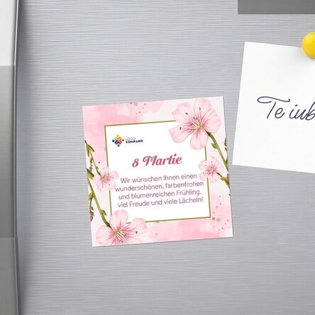 Individuell gestalteter Magnet 10 x 10 mit Logo und Text – 8. März