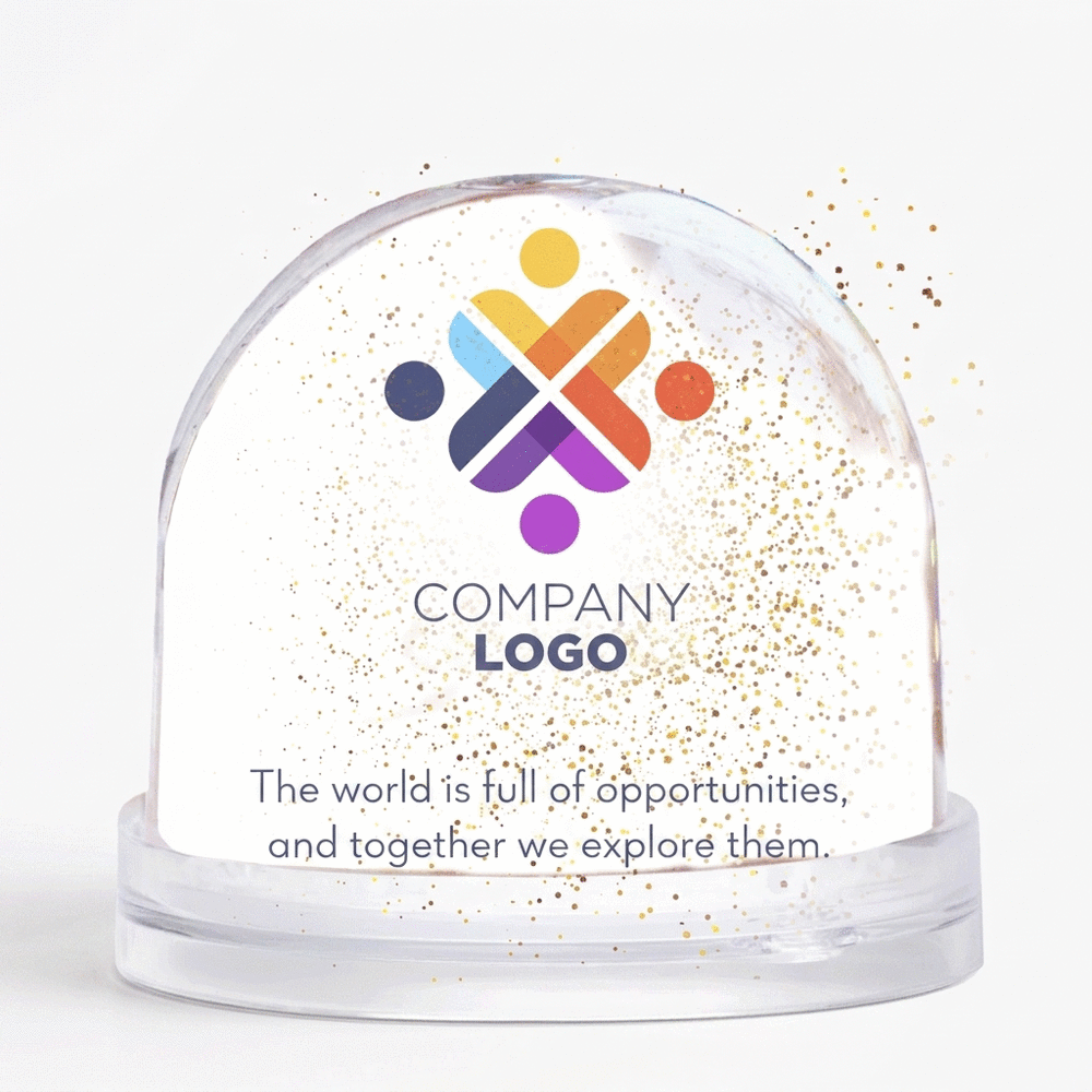 Personalisierter Schreibtischglobus mit Logo und Text