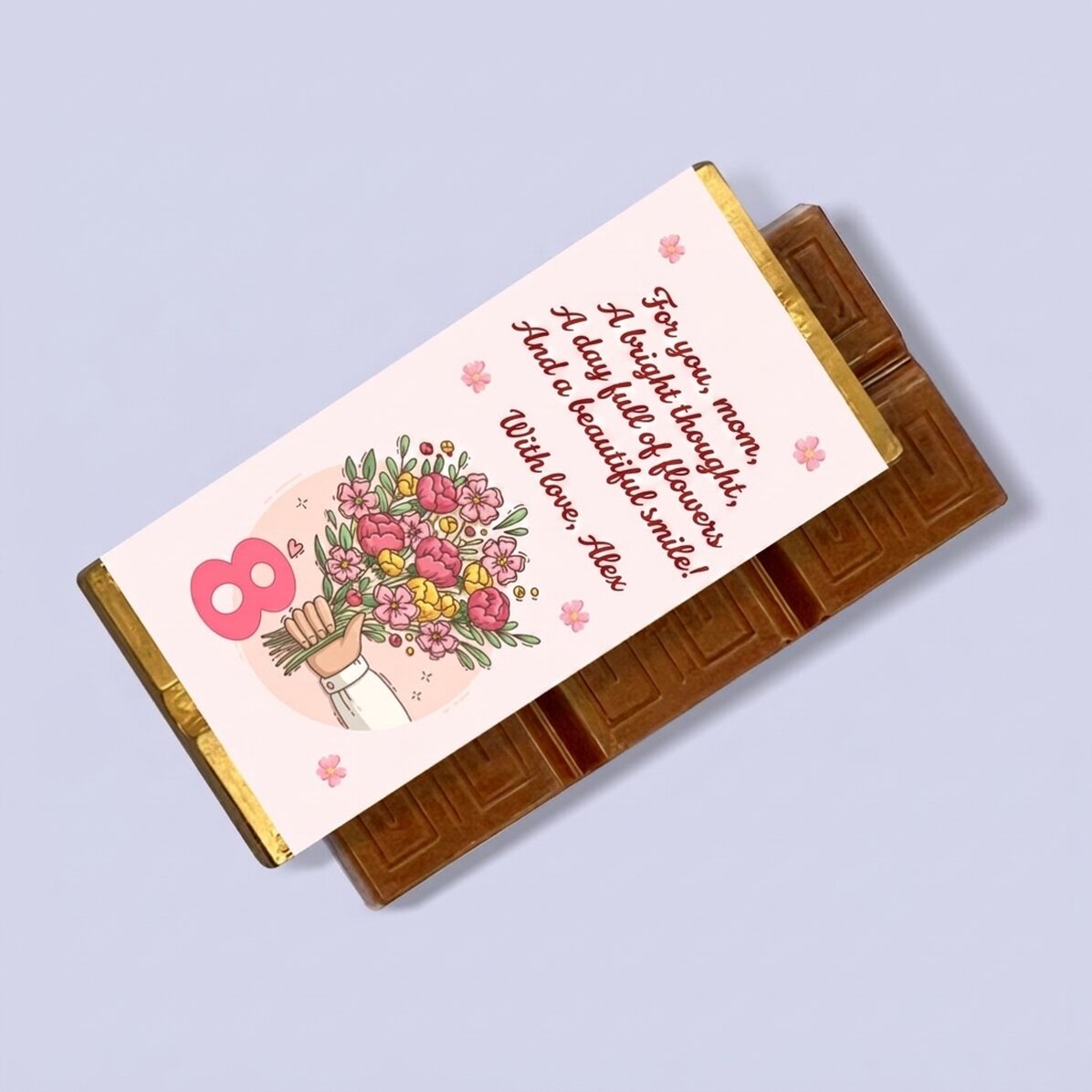 Personalisierte Mini-Schokoladentafel mit Botschaft – Blumenstrauß