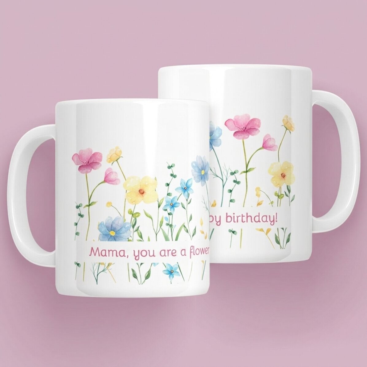 Personalisierte Tasse mit Text – Flowers