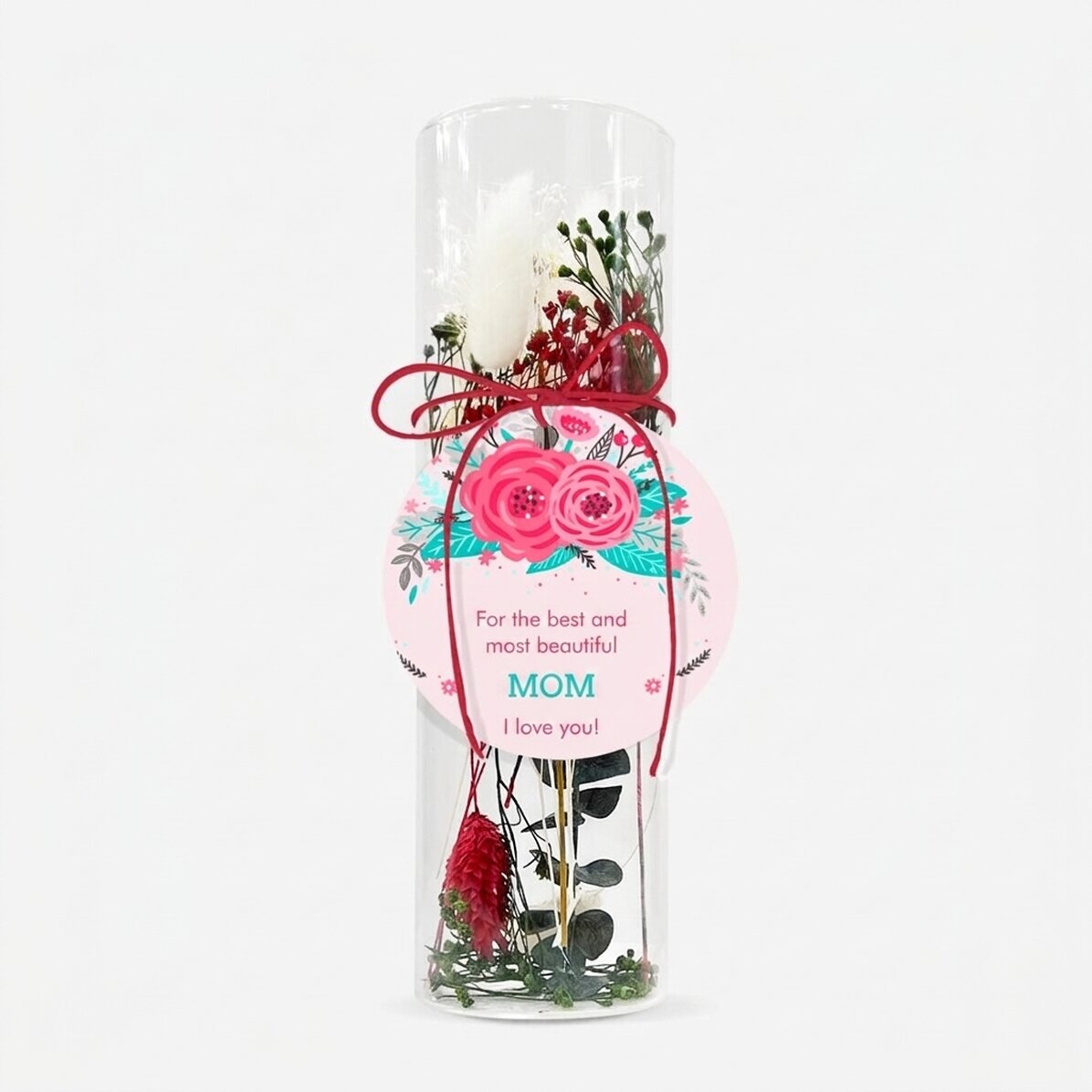 Glasornament mit konservierten Blumen, individuell mit Text gestaltet – Flowers