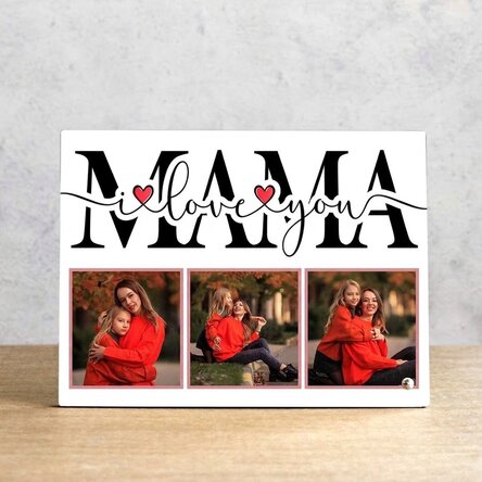 Personalisierter Fotorahmen für den Schreibtisch mit 3 Fotos – Mom