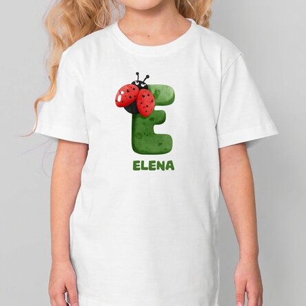 Baumwoll-T-Shirt für Kinder, individuell gestaltet mit Initiale und Vornamen – Buburuze