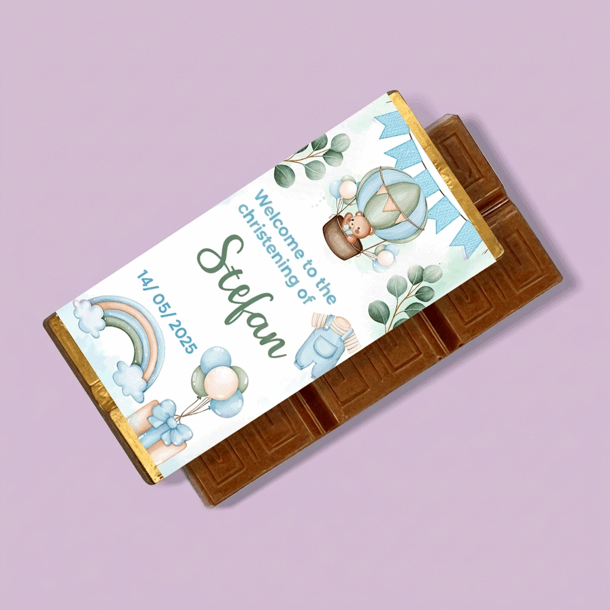 Personalisierte Mini-Schokoladentafel mit Botschaft – Taufgeschenk