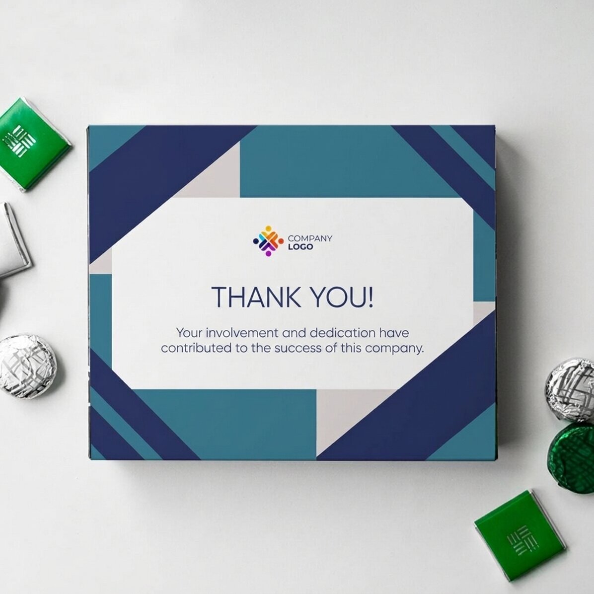 Personalisierte Pralinenschachtel mit Botschaft – Vielen Dank!