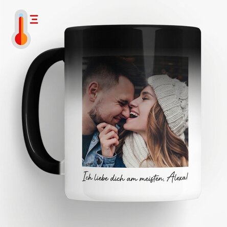 Personalisierte Zaubertasse mit Foto, Botschaft und QR-Code