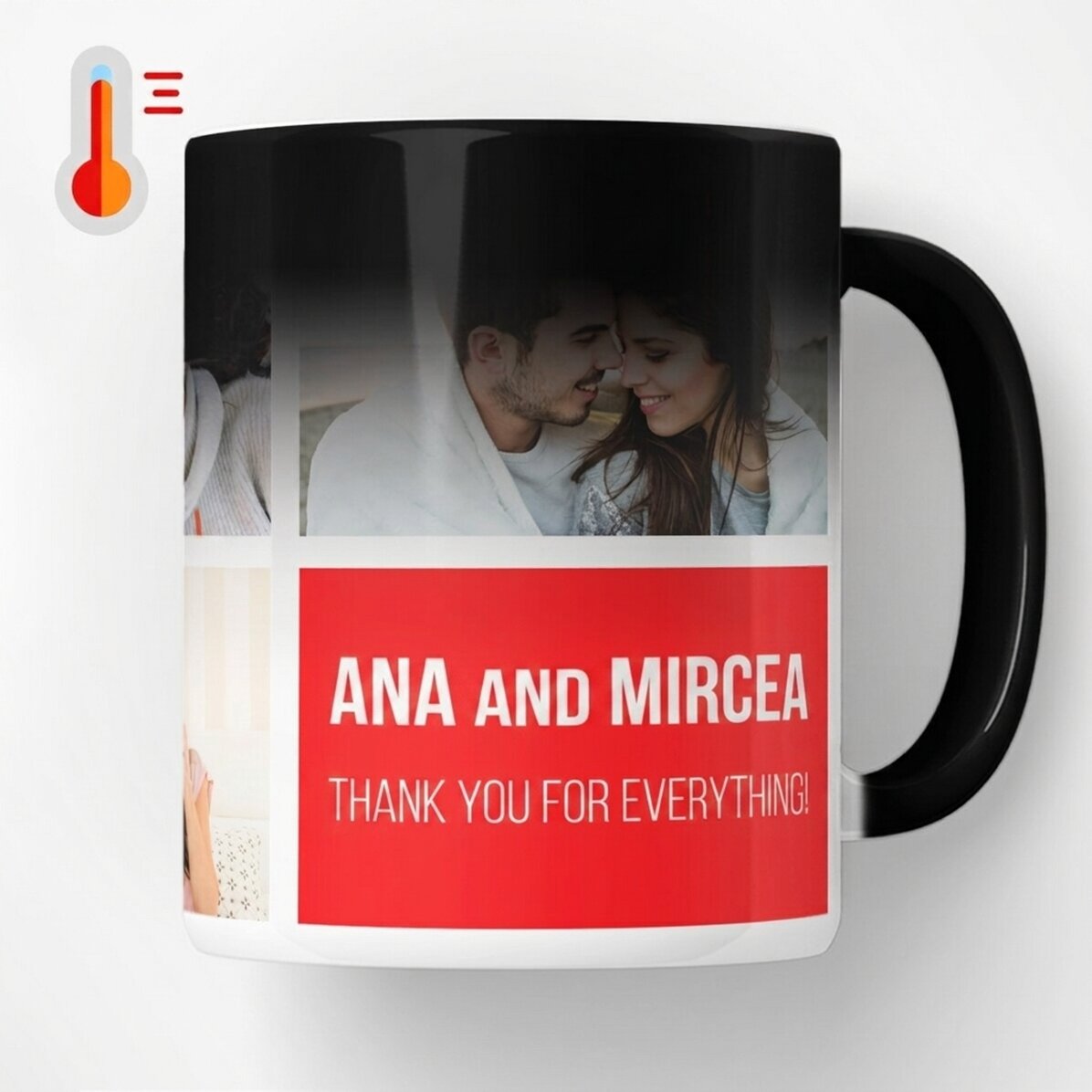 Personalisierte Thermobecher mit 5 Fotos und Text