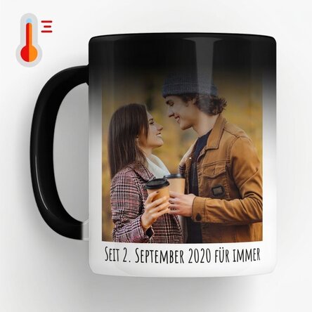 Personalisierte Zaubertasse mit 2 Fotos und Text