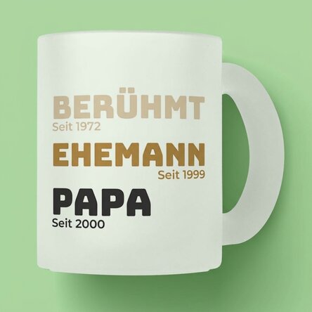 Personalisierter Glasbecher mit Text – Die Geschichte meines Vaters