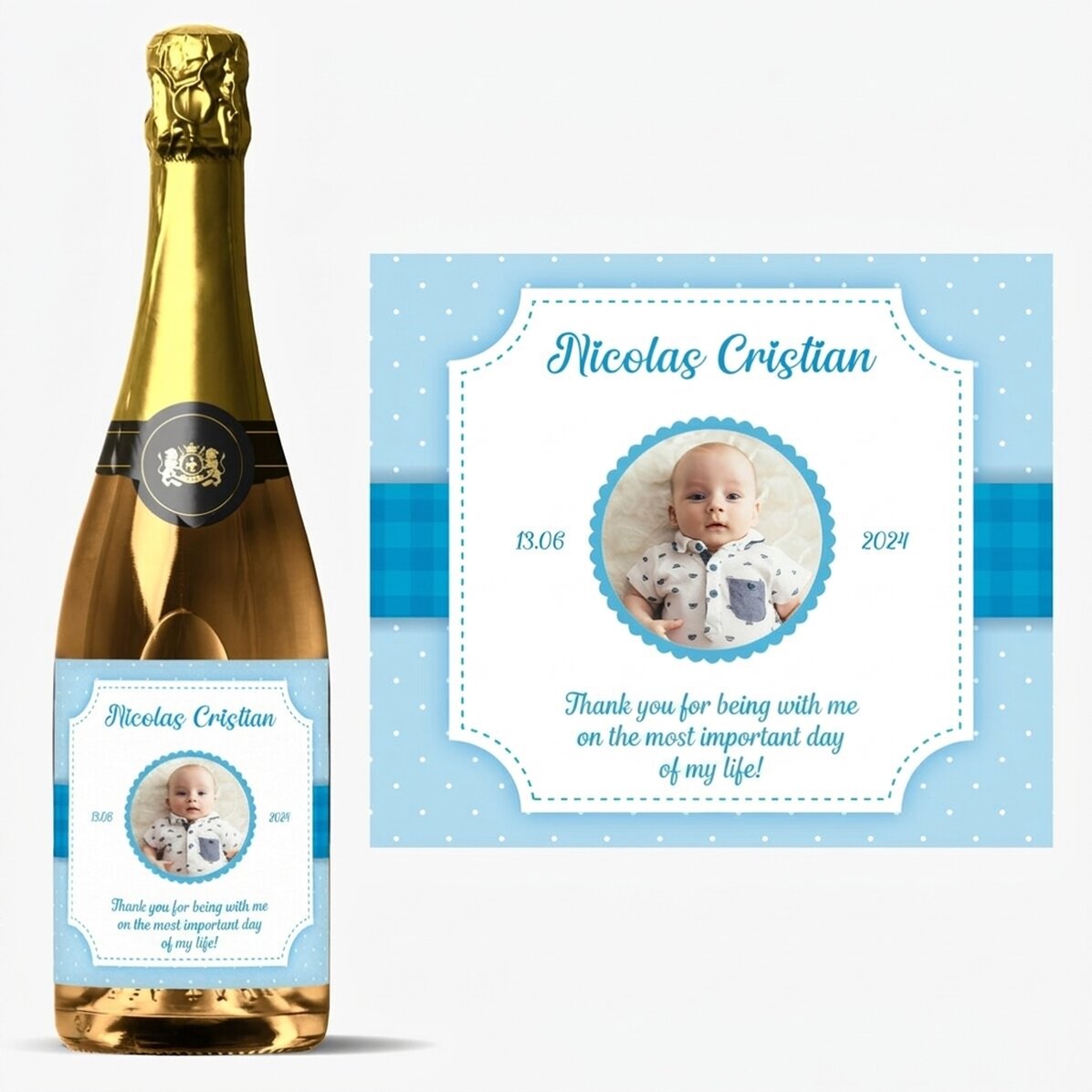Personalisierter Sekt mit Aufdruck – Baby Boy