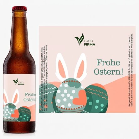 Individuell gestaltetes Bier mit Logo und Text – Frohe Ostern!