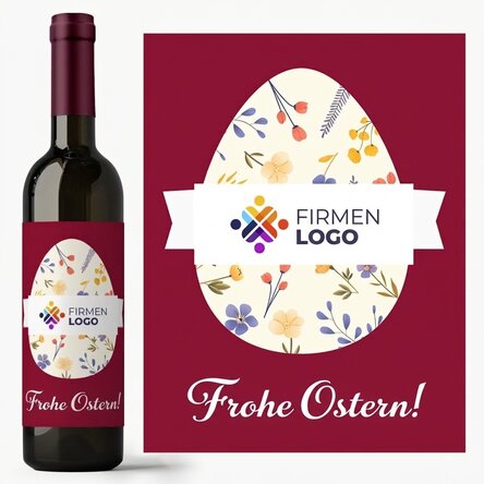 Wein mit individuellem Logo und Ostergruß