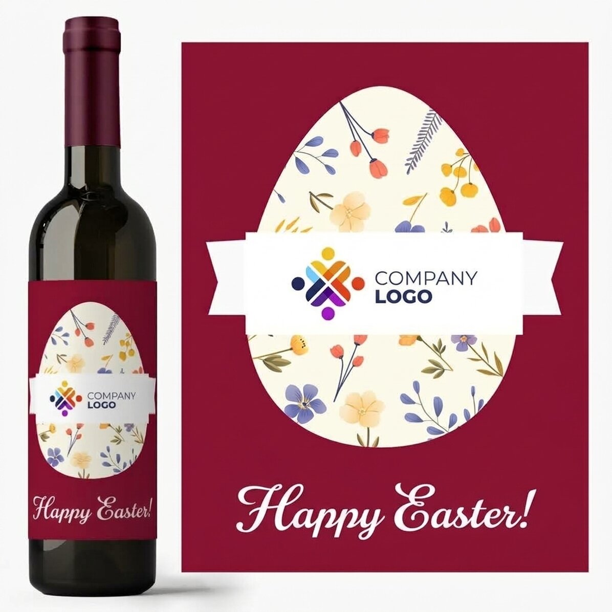 Wein mit individuellem Logo und Ostergruß