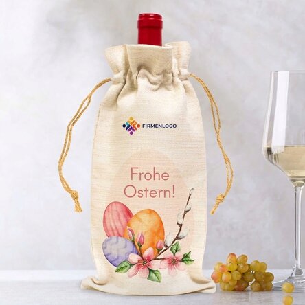 Personalisierte Weintüten mit Logo und Text – Frohe Ostern!