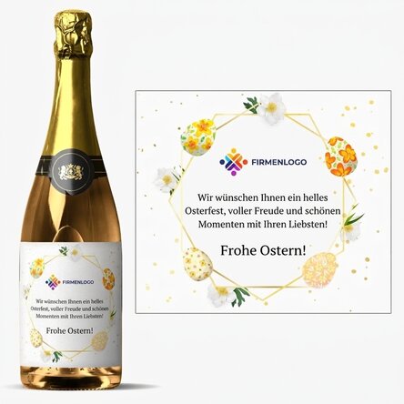 Personalisierter Sekt mit Logo und Text – Ostergruß