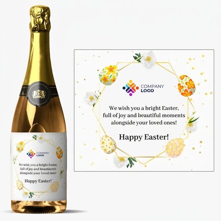 Personalised sparkling wine with logo and text - Easter greetings