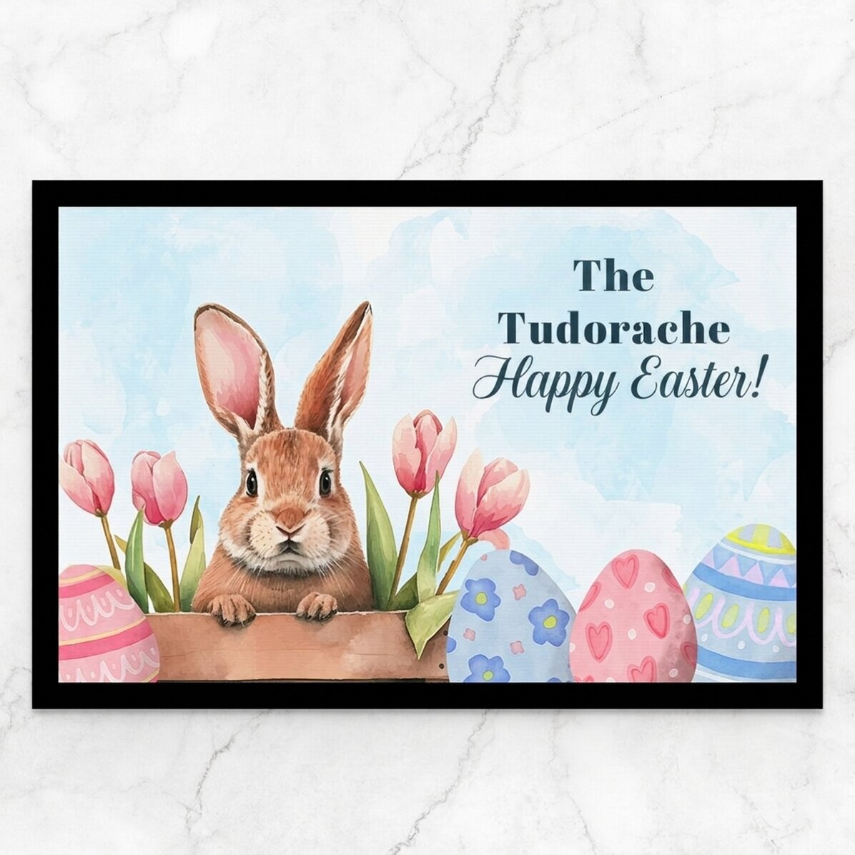 Individuell gestaltete Fußmatte mit Text – Cute Bunny