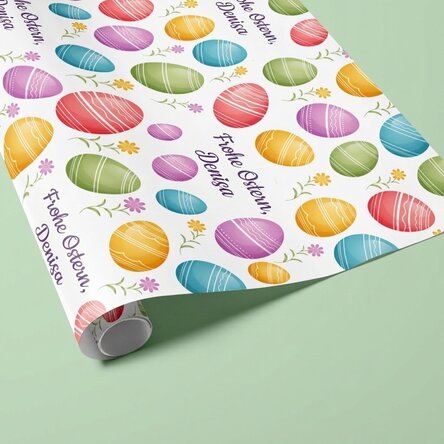 Individuell gestaltetes Geschenkpapier mit Botschaft – Bunte Eier