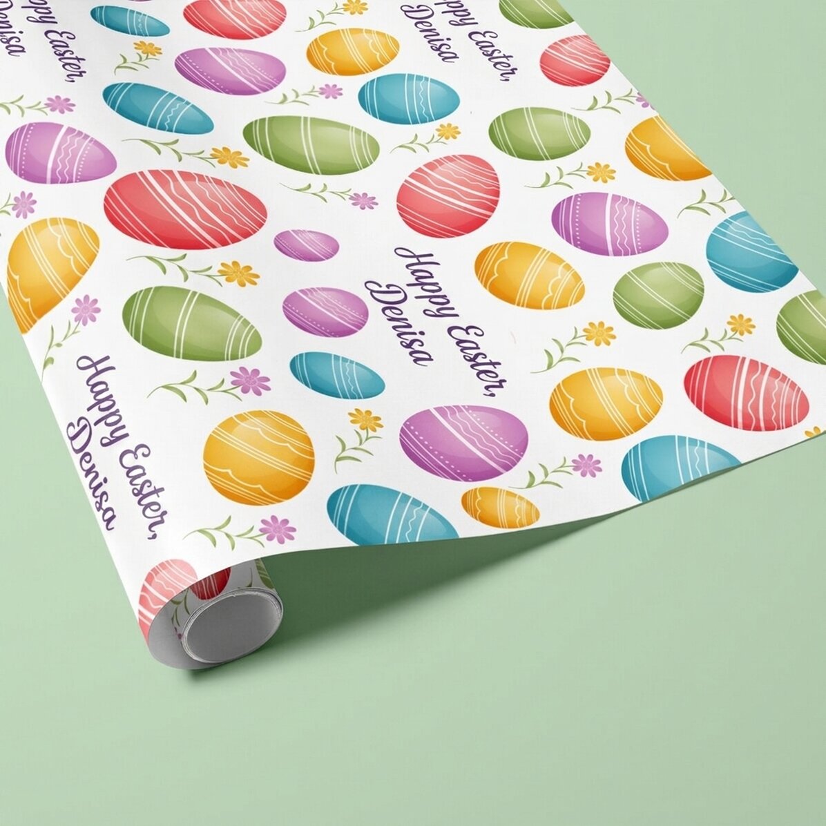 Individuell gestaltetes Geschenkpapier mit Botschaft – Bunte Eier