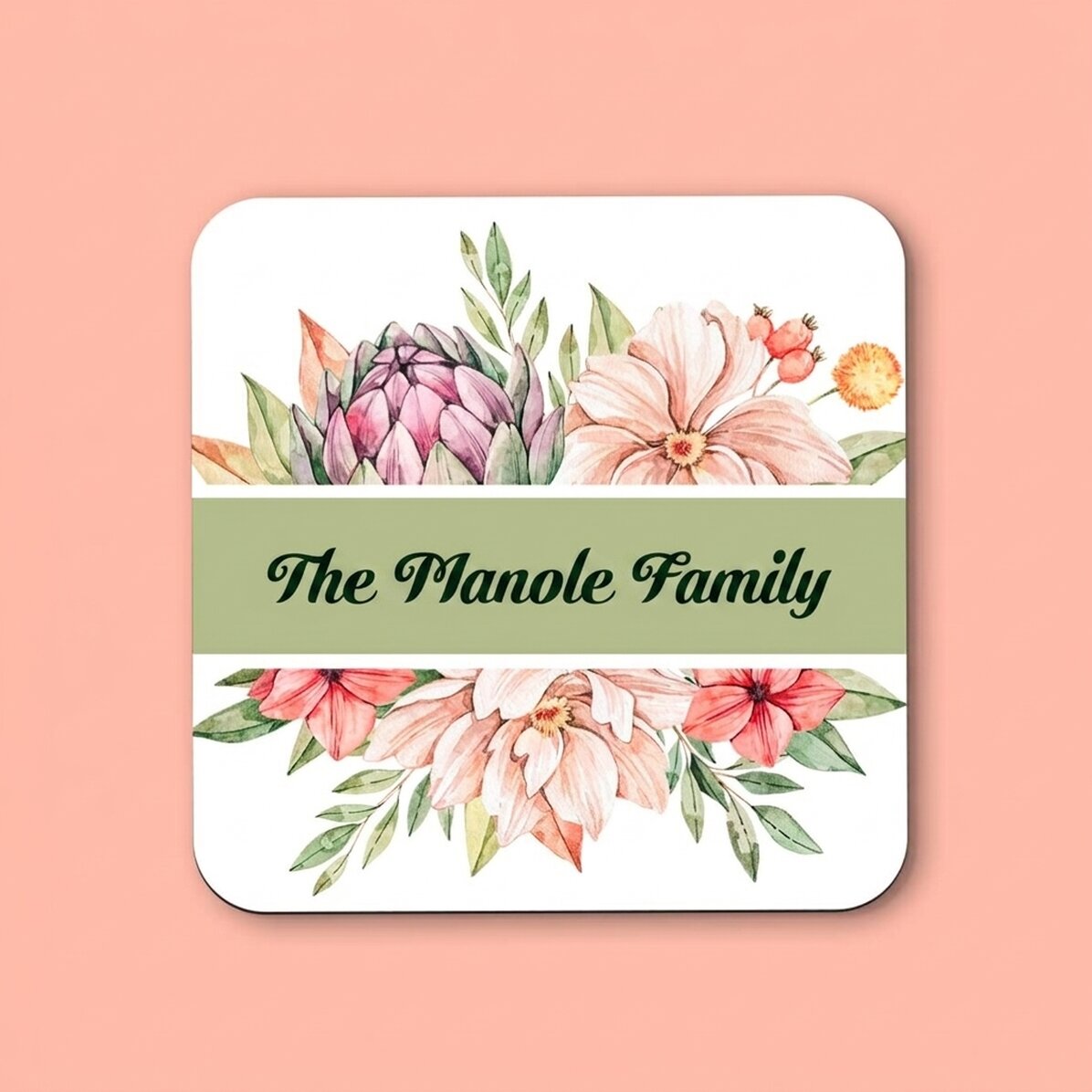 Personalisierter Gläserhalter mit Text – Flowers