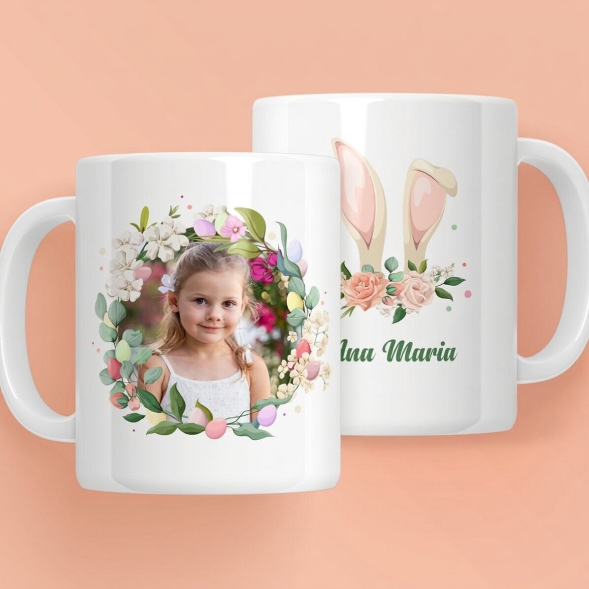 Personalisierte Tasse mit Namen und Foto – Cute Easter