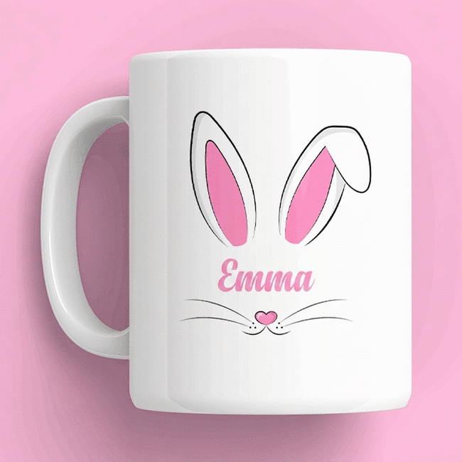 Personalisierter Becher mit Namen und Text – Bunny Ears