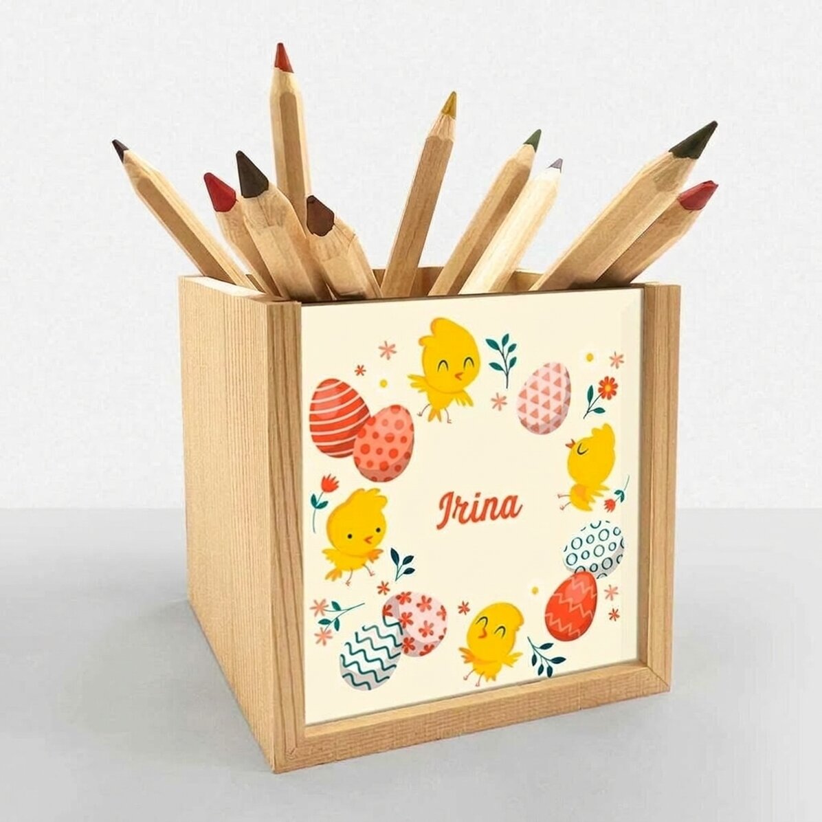 Personalised pencil holder with name - Chicken
