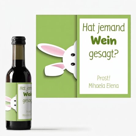 Personalisierte Mini-Weinflasche mit Botschaft – Bunny