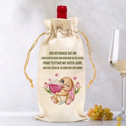 Personalisierte Tasche für die Weinflasche – Drinking Bunny