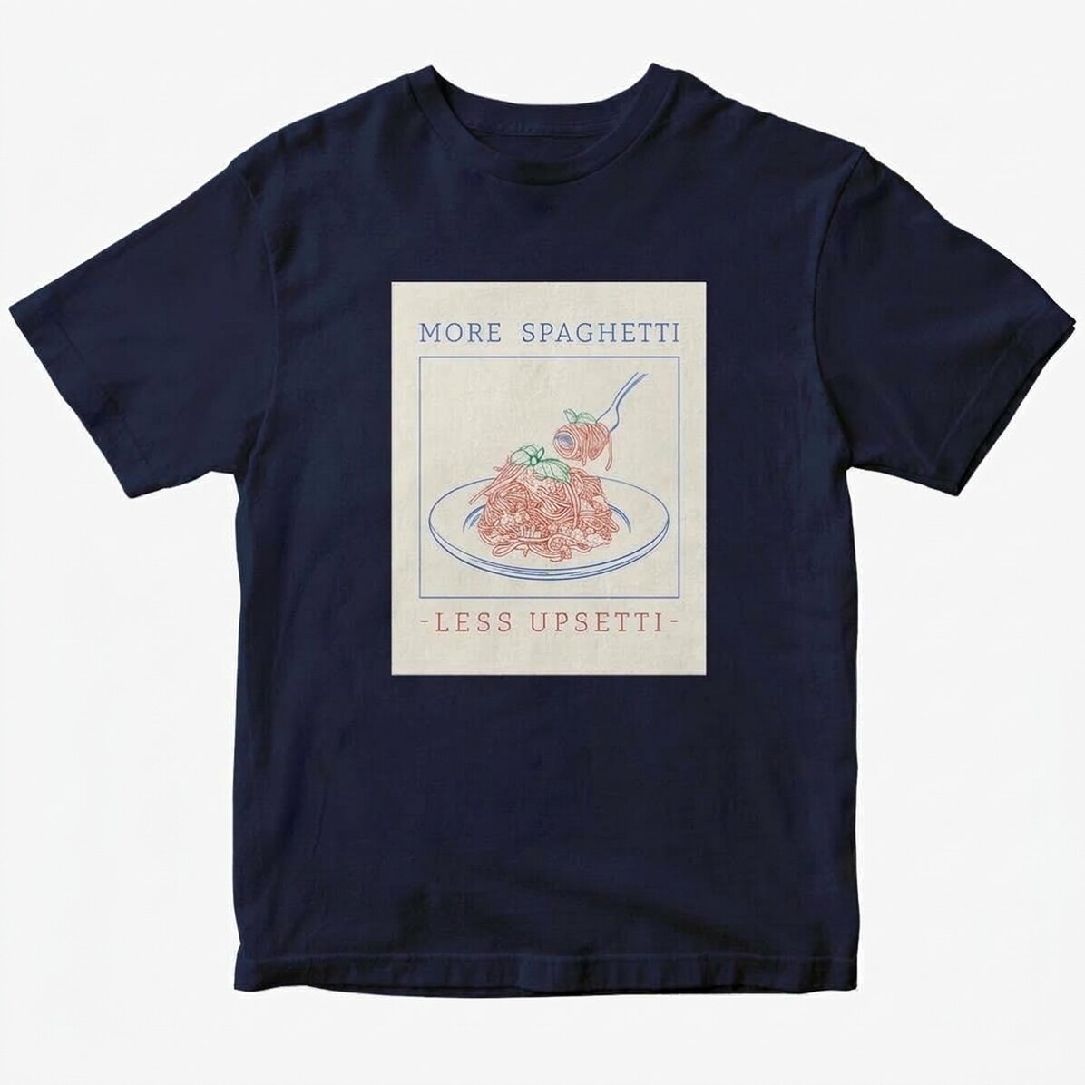 Personalisiertes Baumwoll-T-Shirt mit Aufdruck – Spaghetti