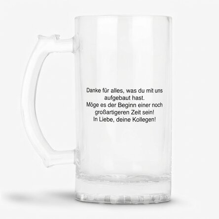 Personalisierter Bierkrug mit Botschaft