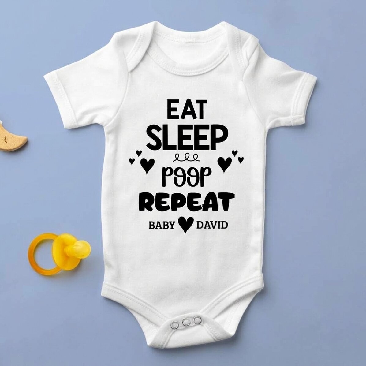 Personalisierter Baby-Body mit Text – Repeat