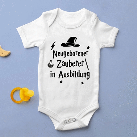 Personalisierter Babybody mit Aufdruck – Zauberer/Hexe