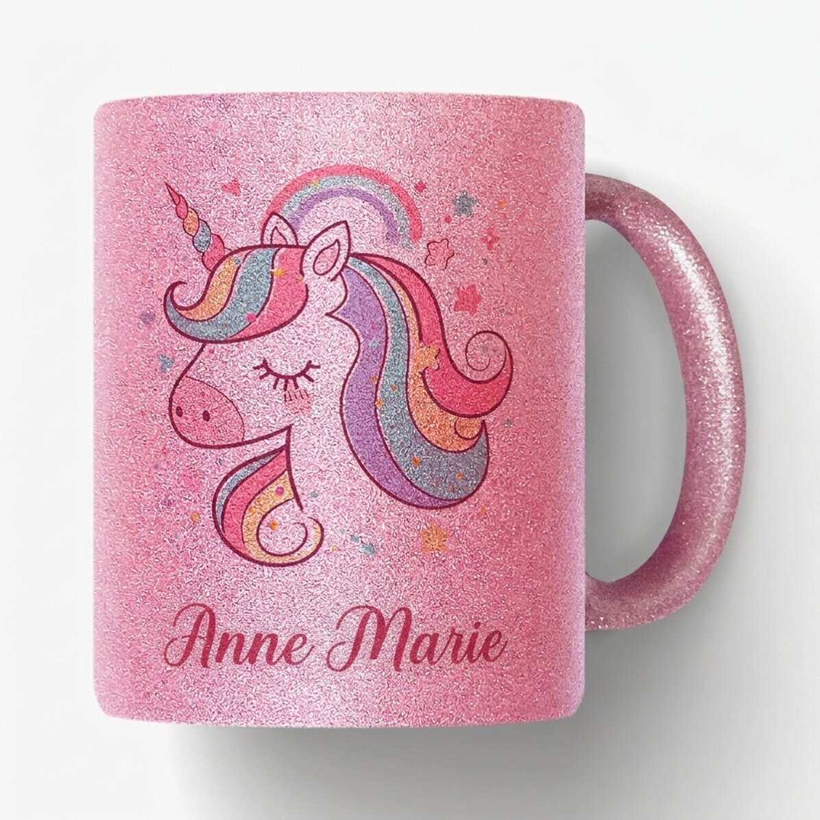 Personalisierter Glitzerbecher mit Namen – Einhorn