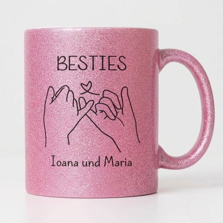 Personalisierte Glitzer-Tasse mit Namen – beste Freundin