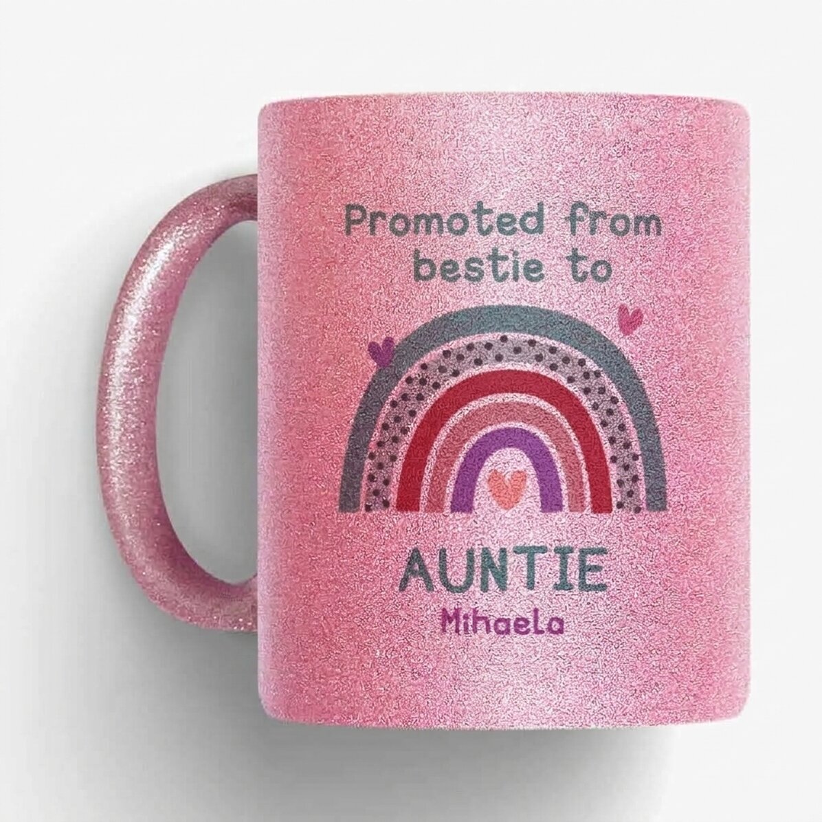 Personalisierter Glitzerbecher mit Text – Rainbow