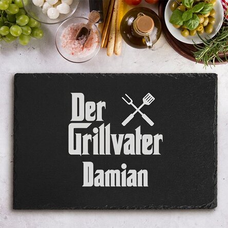 Individuell gravierte Schieferplatte mit Text – The Grillfather