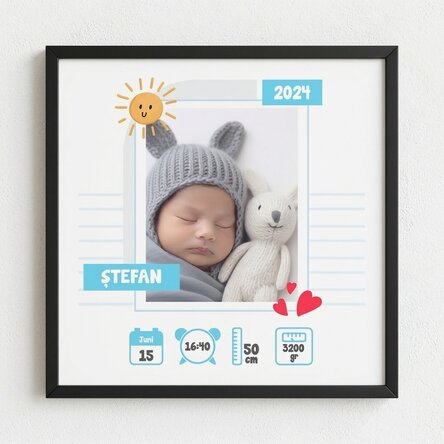 Individuell gestaltetes Bild mit Foto und Botschaft – Hello, Baby