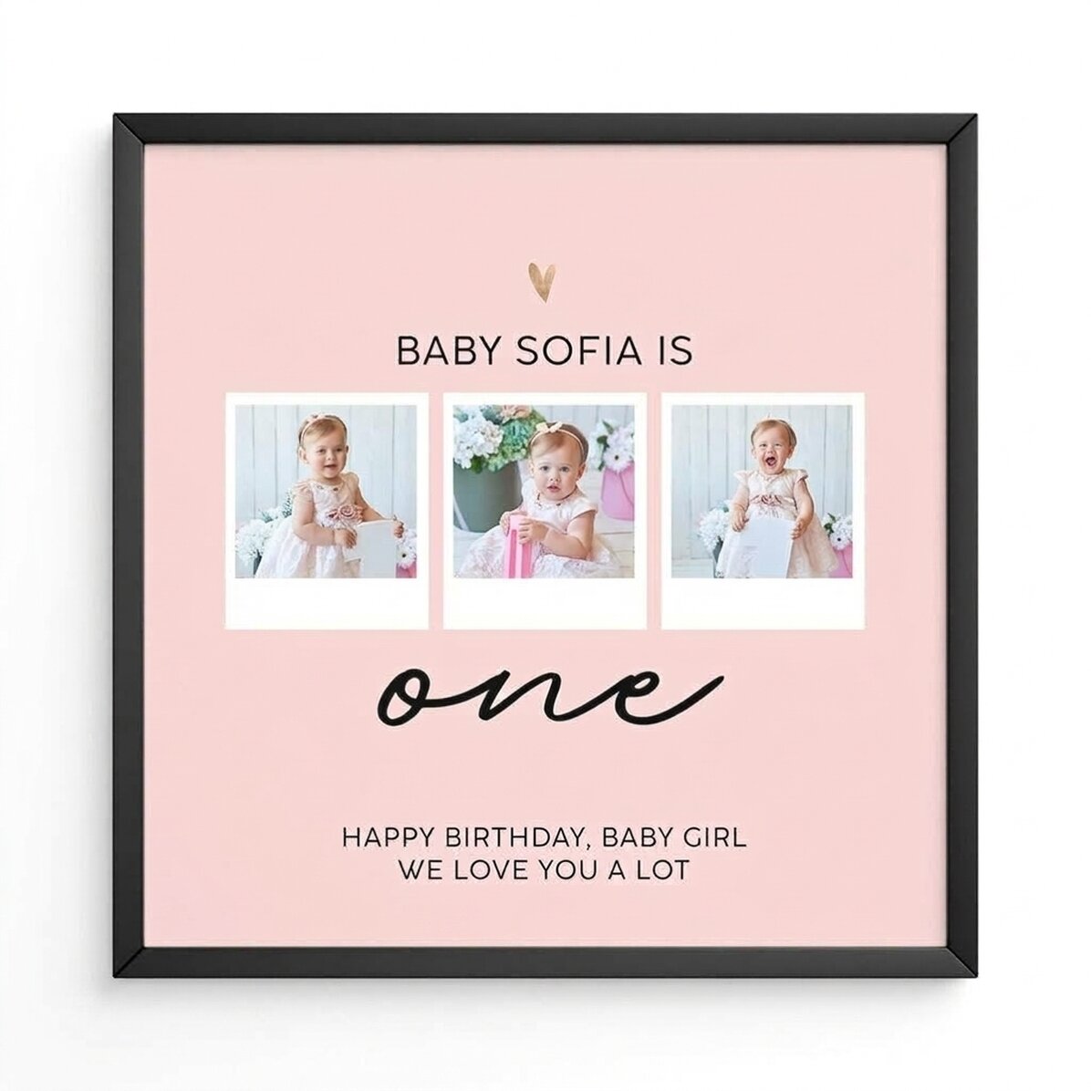 Individuell gestaltetes Bild mit 3 Fotos und einer Botschaft – Birthday Baby
