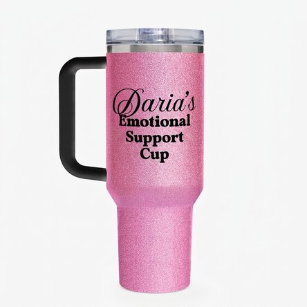 Personalised thermos mug with handle and straw - Emotional Support