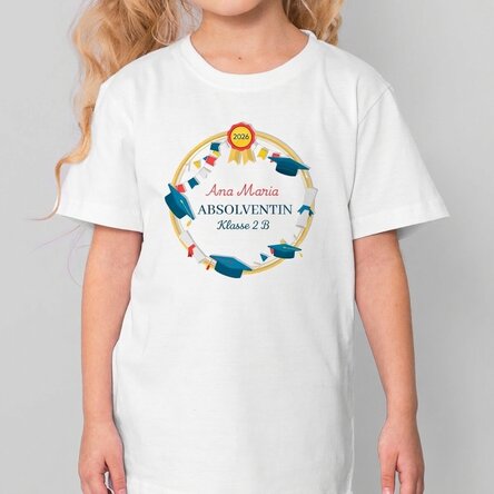 Personalisiertes Baumwoll-T-Shirt für Kinder mit Aufdruck – Schulabschluss